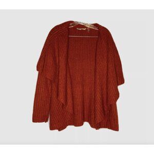 Soft Surroundings Dark Orange Open Front Cardigan Sweater M Style 2AA56